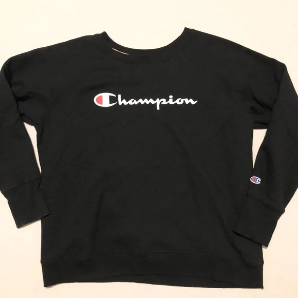 Champion Sweater Women XL Size Black Crewneck - Picture 16 of 16